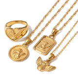 Stainless Steel Angel Pendant Necklace 18K Plated Chain Jewelry for Women