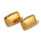 Vintage Rectangular Stainless Earrings Bold Look Waterproof Jewelry Women
