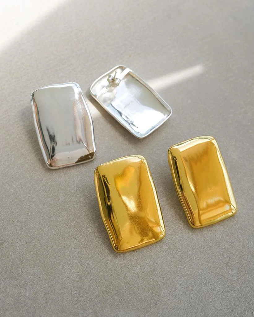 Vintage Rectangular Stainless Earrings Bold Look Waterproof Jewelry Women