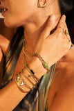 Chunky 18k Plated Stainless Steel Cuban Chain Natural Jade Bracelet