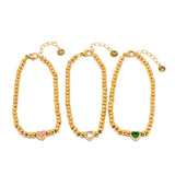 Uworld Classic 18K Beads Chain Bracelet with Zirconia Heart Charm