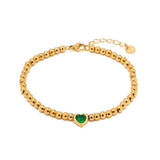 Uworld Classic 18K Beads Chain Bracelet with Zirconia Heart Charm