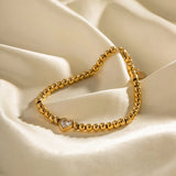 Uworld Classic 18K Beads Chain Bracelet with Zirconia Heart Charm