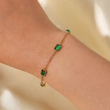 Uworld Dainty 14K Plated Stainless Steel Cubic Zirconia Charm Bracelet