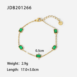 Uworld Dainty 14K Plated Stainless Steel Cubic Zirconia Charm Bracelet
