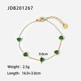 Dainty 14K Plated Green Heart CZ Bracelet Women