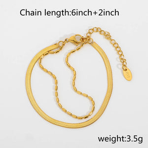 Uworld Flat Snake Chain Bracelet Plated Stainless Steel Women Beads Bracelet