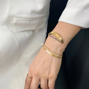 Uworld Flat Snake Chain Bracelet Plated Stainless Steel Women Beads Bracelet
