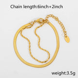 Uworld Flat Snake Chain Bracelet Plated Stainless Steel Women Beads Bracelet