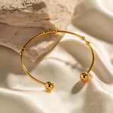 Uworld Jewelry 18K Plated Ball Bracelet Stainless Steel Round Bead Cuff Bangle