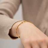 Uworld Jewelry 18K Plated Ball Bracelet Stainless Steel Round Bead Cuff Bangle