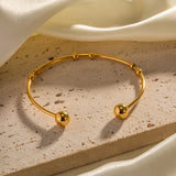 Uworld Jewelry 18K Plated Ball Bracelet Stainless Steel Round Bead Cuff Bangle