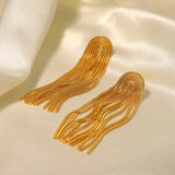 Uworld Stainless Steel Exaggerated Tassel Earring Texture Jewelry