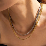Geometric Jewelry 18K PVD Plated Silver Stainless Steel Chain Necklace