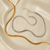 Geometric Jewelry 18K PVD Plated Silver Stainless Steel Chain Necklace