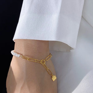 Uworld Chain Freshwater Pearl Bracelet Stainless Steel