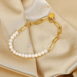 Uworld Chain Freshwater Pearl Bracelet Stainless Steel