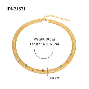Uworld Zircon Necklace and Bracelet Set Stainless Steel Jewelry for Women