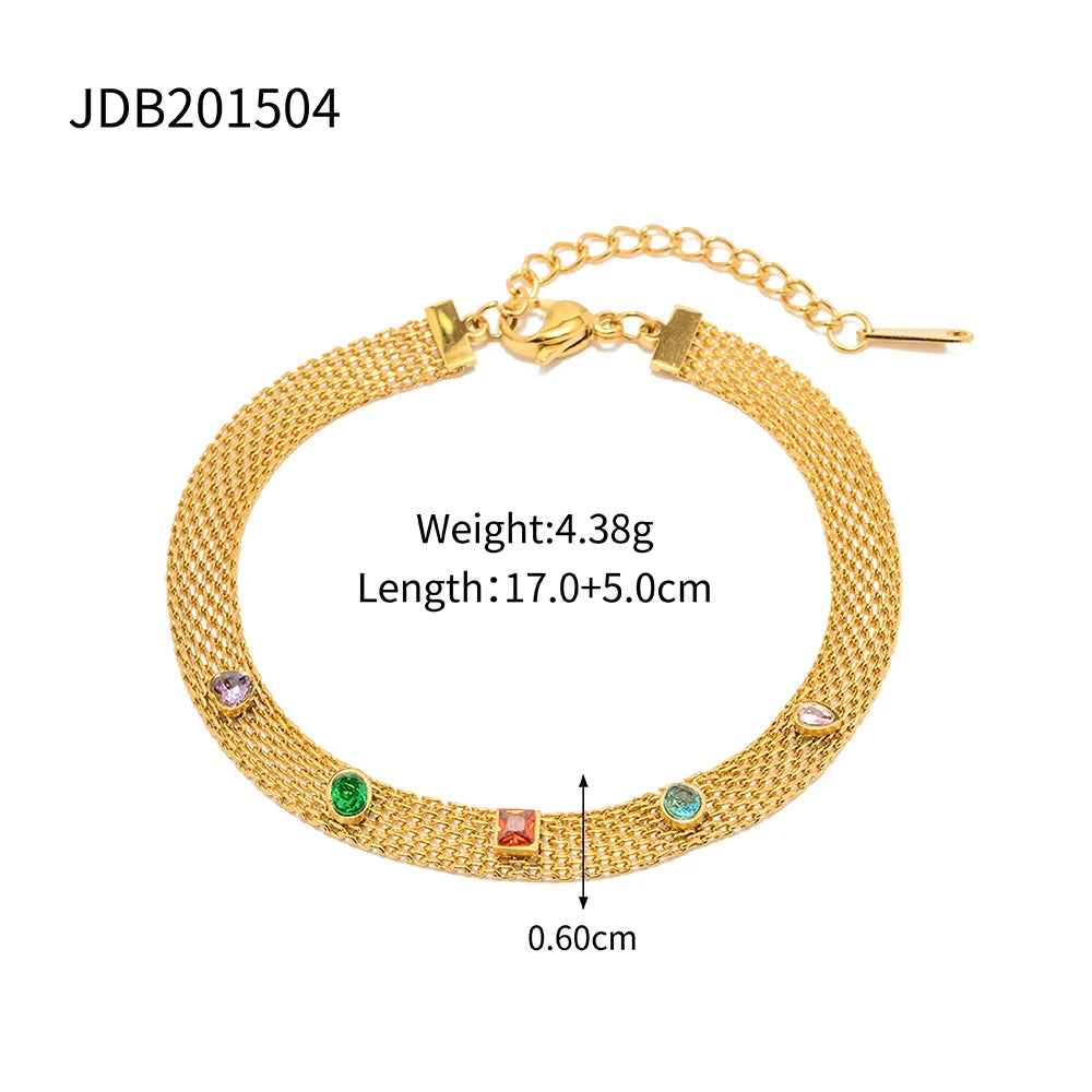 Uworld Zircon Necklace and Bracelet Set Stainless Steel Jewelry for Women