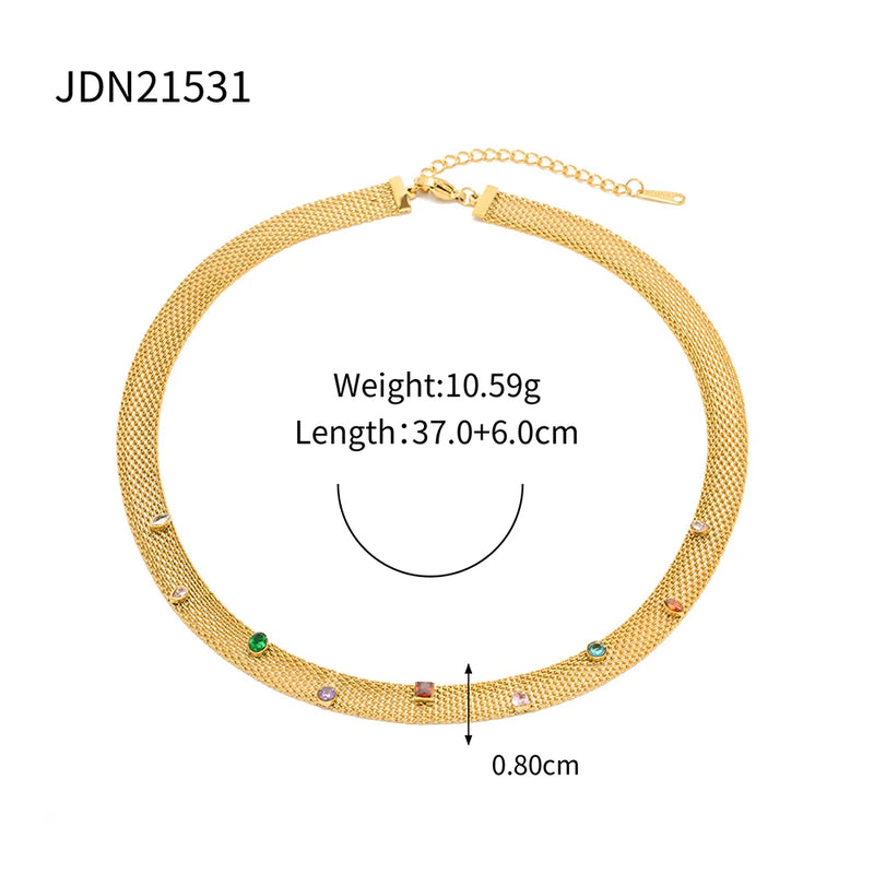 Uworld Zircon Necklace and Bracelet Set Stainless Steel Jewelry for Women