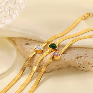 Uworld INS Heart Snake Chain Bangle Bracelet Stainless Steel Golden Bracelet