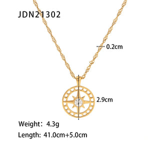 Uworld INS Shell Heart Pendant Necklace 18K Plated Stainless Steel