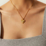 Uworld INS Shell Heart Pendant Necklace 18K Plated Stainless Steel