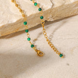 Uworld Green Malachite Charm Bracelet Stainless Steel 18K Plated Tarnish Jewelry