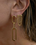 Uworld Ins Waterproof Geometric 18K Plated Chain Studs Earrings