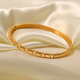 Uworld 18K Plated Zirconia Band Stainless Steel Bangles For Ladies