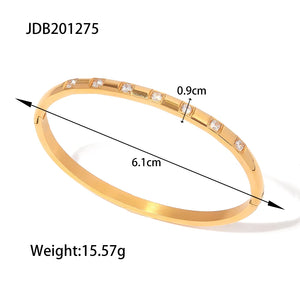 Uworld 18K Plated Zirconia Band Stainless Steel Bangles For Ladies