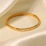 Uworld 18K Plated Zirconia Band Stainless Steel Bangles For Ladies