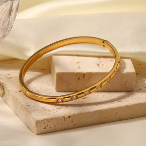 Uworld 18K Plated Zirconia Band Stainless Steel Bangles For Ladies