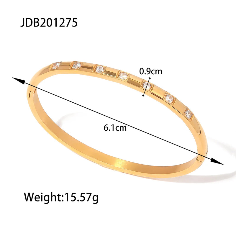 Uworld 18K Plated Zirconia Band Stainless Steel Bangles For Ladies