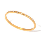 Uworld 18K Plated Zirconia Band Stainless Steel Bangles For Ladies