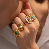 Uworld Evil Glass Pearl 18k Huggie Hoop Earrings