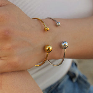 Uworld Minimal Double Meteorite Bangle Cuff Silver Bracelet