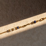 Uworld Lapis Stone Seed Pearl Bracelet Stainless Steel Beads Bangle