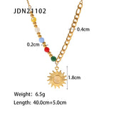Opal Sun Beads Necklace Stainless Steel Chain Pendant