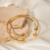 Uworld Ball Golden Bangle Bracelet Waterproof Stainless Steel Gift