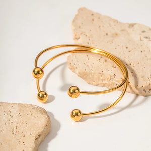 Uworld Ball Golden Bangle Bracelet Waterproof Stainless Steel Gift