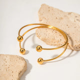 Uworld Ball Golden Bangle Bracelet Waterproof Stainless Steel Gift