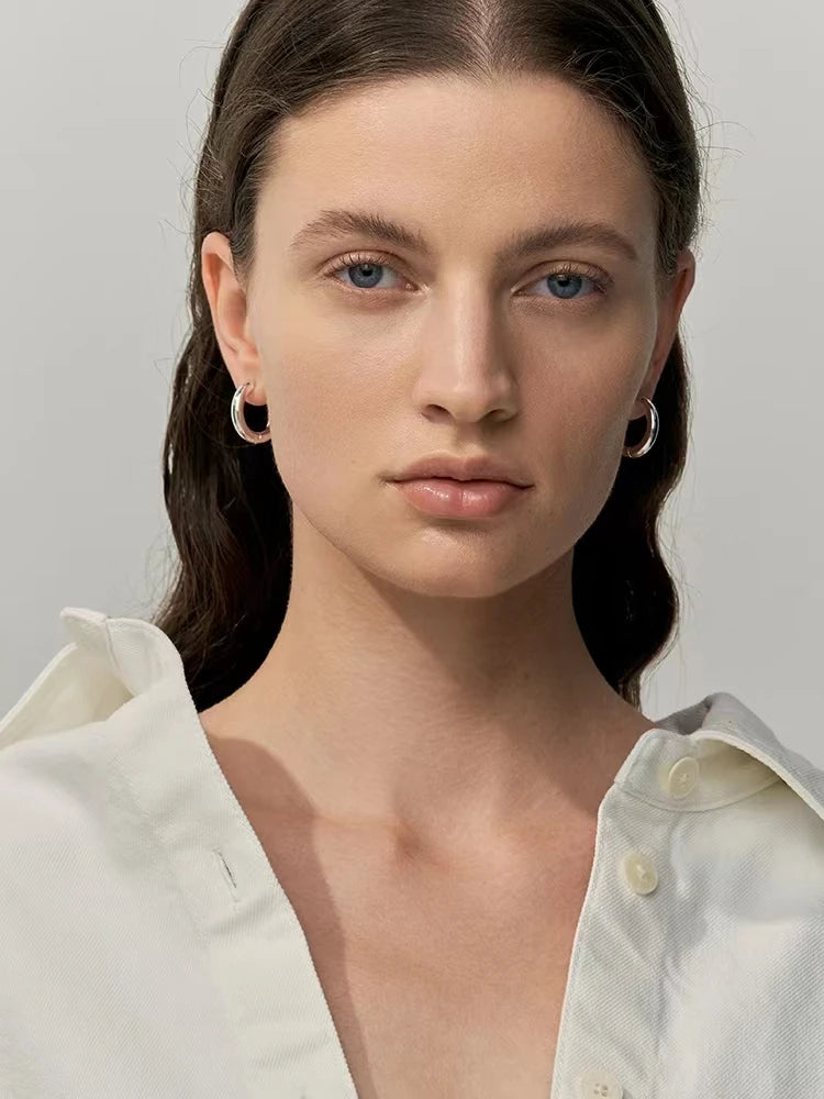 Uworld Silver Stainless Steel Hoop Earrings for Women