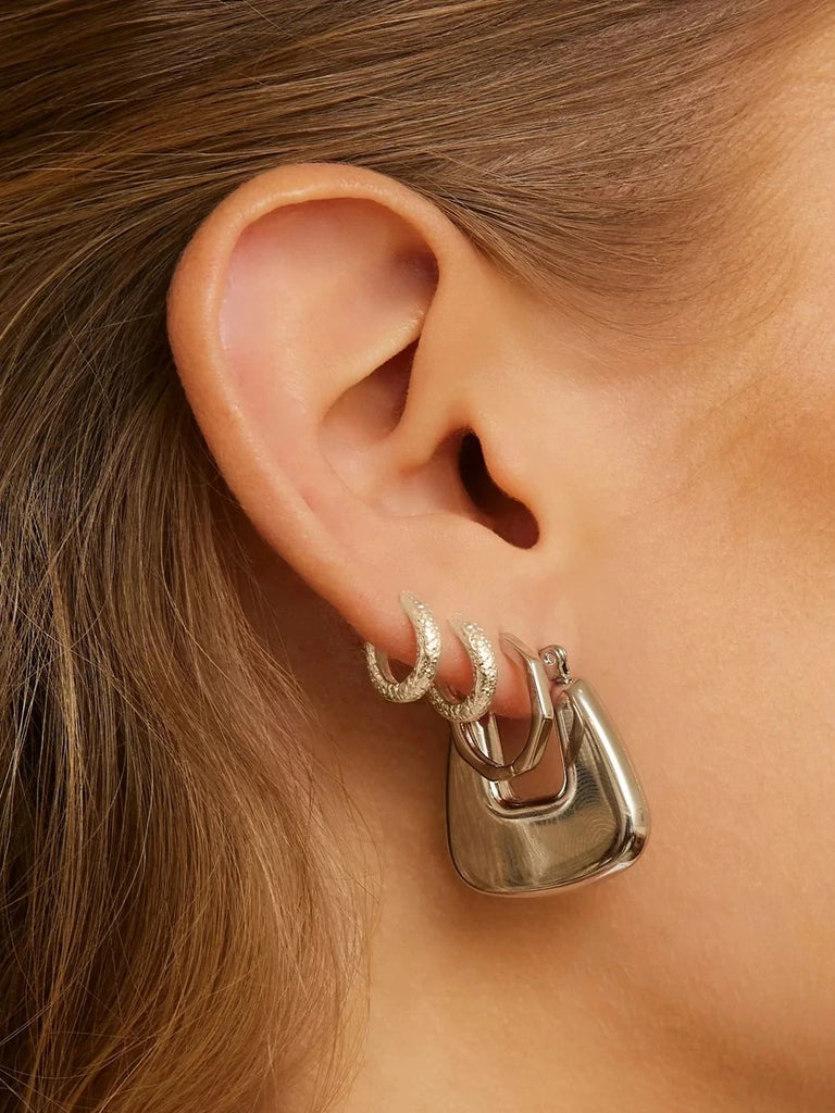 Uworld Silver Stainless Steel Hoop Earrings for Women