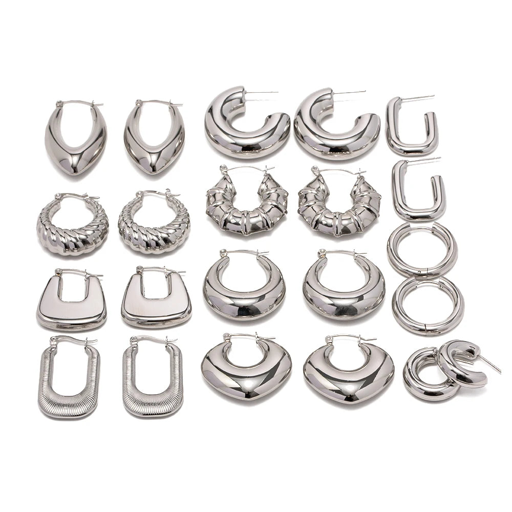 Uworld Silver Stainless Steel Hoop Earrings for Women