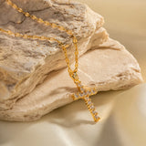 Uworld Retro Crossed Zircon Necklace 18K PVD Plated