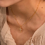 Uworld Retro Crossed Zircon Necklace 18K PVD Plated