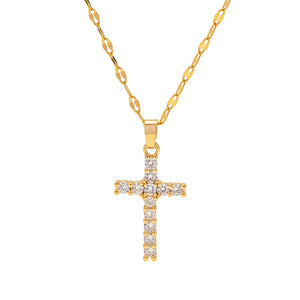 Uworld Retro Crossed Zircon Necklace 18K PVD Plated