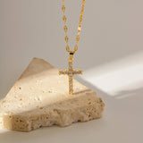 Uworld Retro Crossed Zircon Necklace 18K PVD Plated