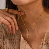 Uworld Retro Crossed Zircon Necklace 18K PVD Plated